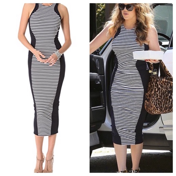 Torn by Ronny Kobo Dresses & Skirts - Torn by Ronny Kobo Navy White Striped Dress